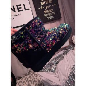 UGG Classic Mini Stellar Sequin boot in dark purple (multi iridescent chunky) 7